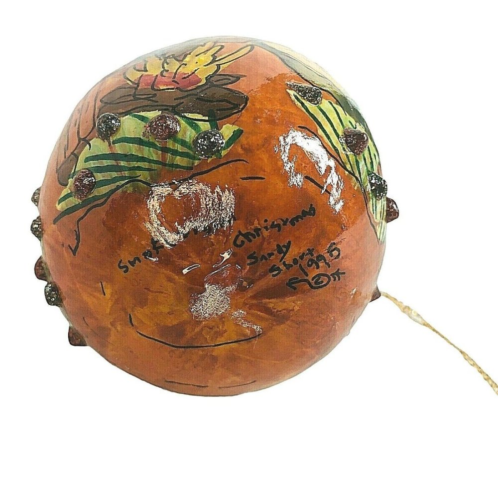 1995 Smoke Signal Painted Gourd Christmas Ornament - Picture 11 of 12